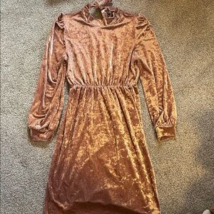 Rose gold pink crushed velvet dress small
